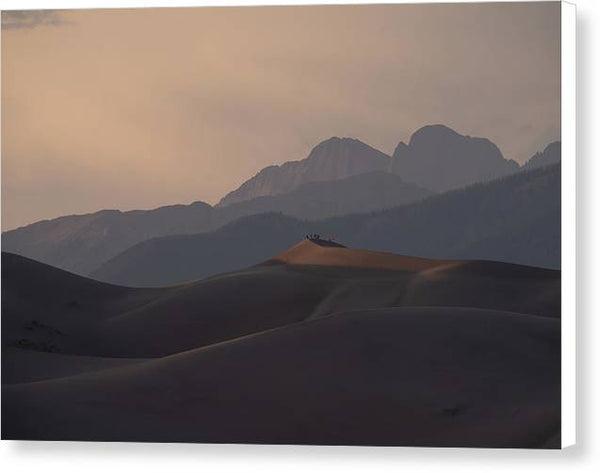 Taking In the Mountain Grandeur from a Dune Top - Canvas Print