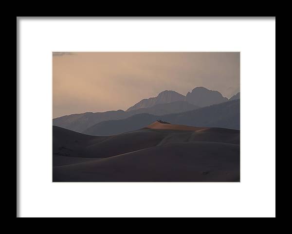 Taking In the Mountain Grandeur from a Dune Top - Framed Print