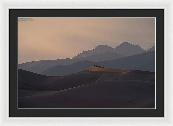 Taking In the Mountain Grandeur from a Dune Top - Framed Print