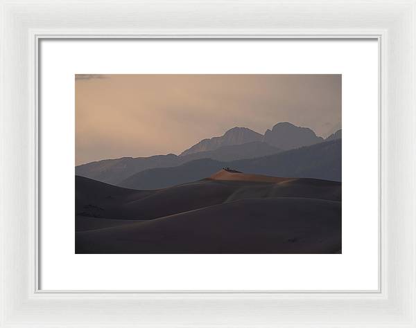 Taking In the Mountain Grandeur from a Dune Top - Framed Print