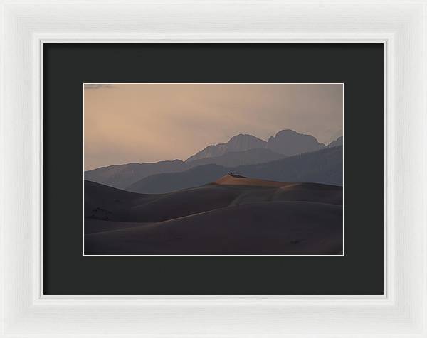 Taking In the Mountain Grandeur from a Dune Top - Framed Print