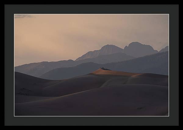 Taking In the Mountain Grandeur from a Dune Top - Framed Print