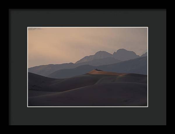 Taking In the Mountain Grandeur from a Dune Top - Framed Print