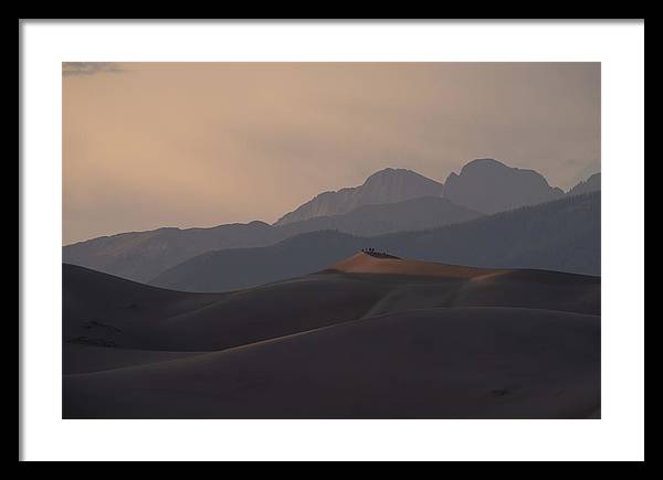 Taking In the Mountain Grandeur from a Dune Top - Framed Print