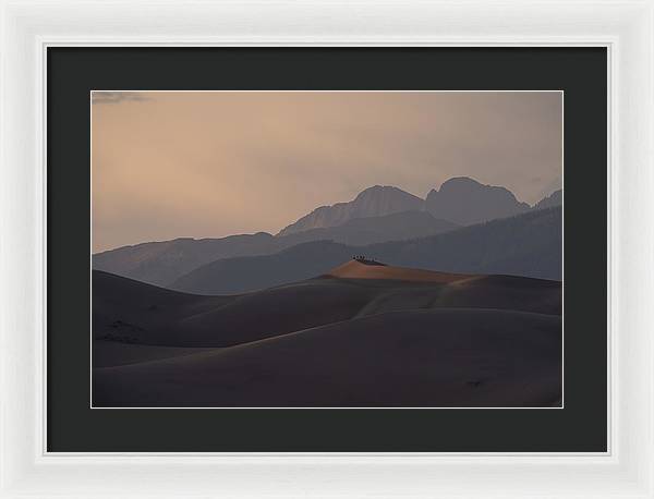 Taking In the Mountain Grandeur from a Dune Top - Framed Print